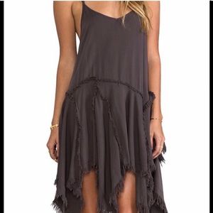 Free People Intimately Tattered Up Shred Slip in Charcoal